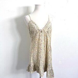 Vintage Floral Babydoll Coquette Cottagecore Mini Ruffle Y2K Fairycore Romance M